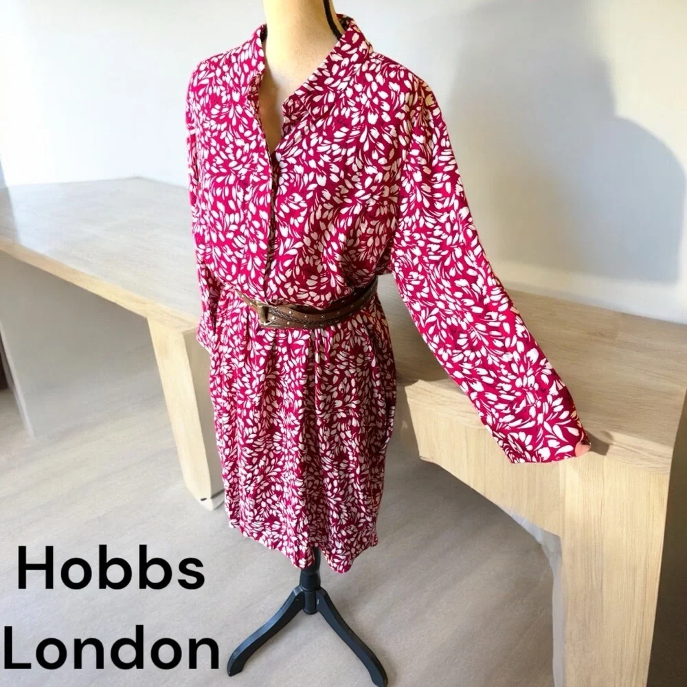Hobbs London-NWT size 14 “Marciella” cranberry 100% viscose shirt dress. NEW! - Picture 7 of 16